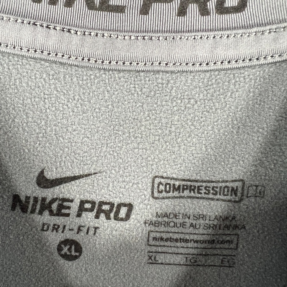 Nike Pro Shirt Youth Boys XL Extra Large Black Geometric Long Sleeve Compression - Picture 2 of 14